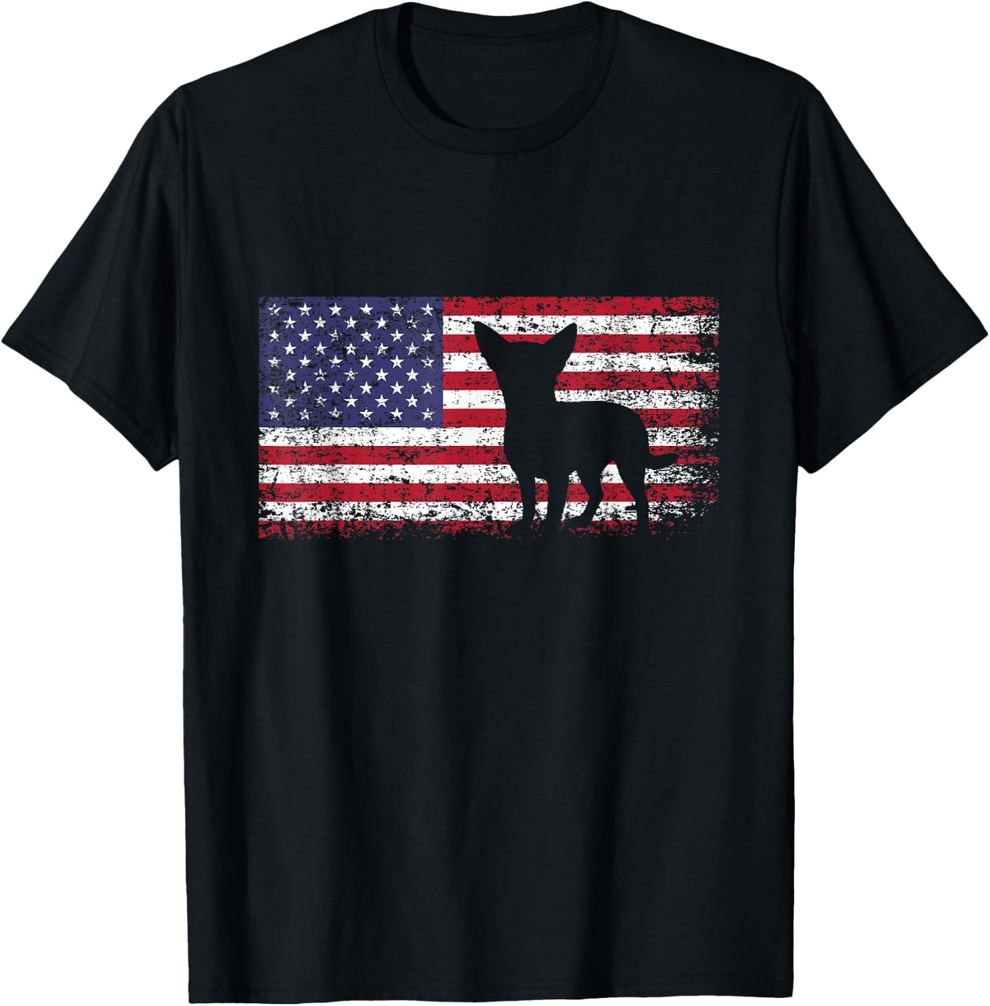 Chihuahua American Flag I Love My Chihuahua T-Shirt - T-Shirt | Black