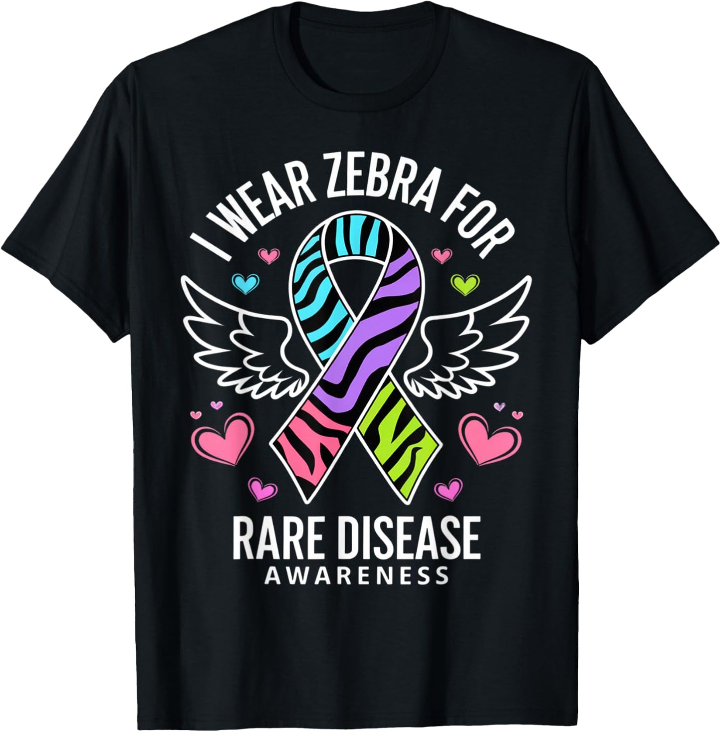 Rare Disease Day 2025 Shirt Zebra Ribbon Awareness T-Shirt - T-Shirt | Black