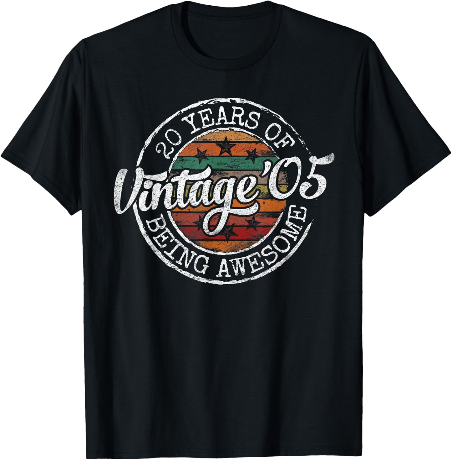 Vintage 2005 Bday Stamp 20th Birthday Gifts 20 Year Old T-Shirt - T-Shirt | Black
