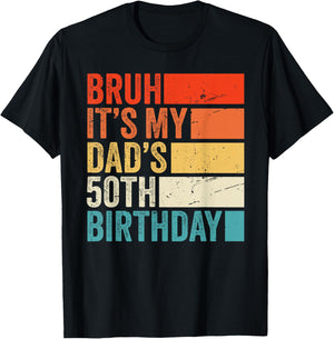 Retro Bruh Its My King Dad's 50th Birthday Crown 50 Year Old T-Shirt - T-Shirt | Black