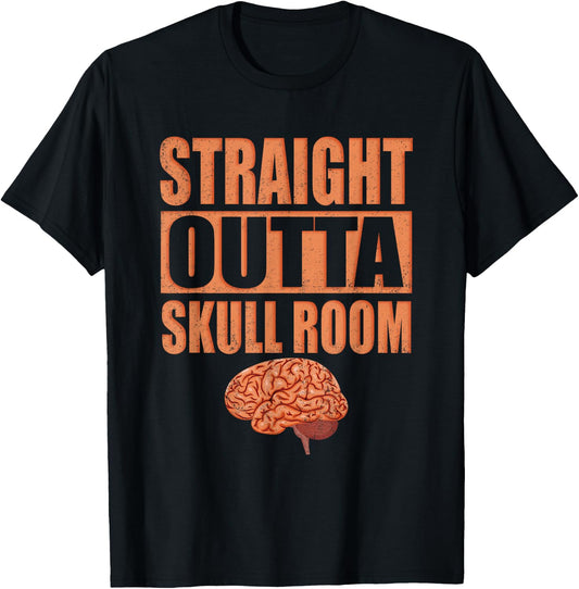 Skull Brain Awareness Chiari Malformation Straight Outta T-Shirt - T-Shirt | Black