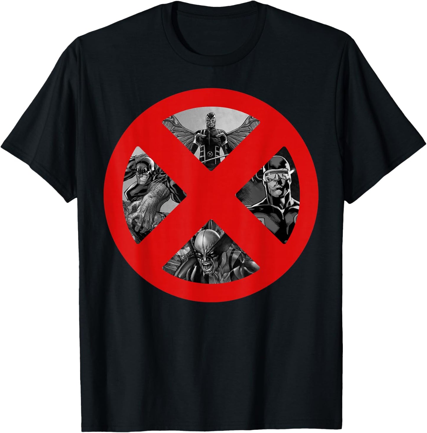 Marvel X-Men Cyclops Wolverine Beast Archangel Logo T-Shirt - T-Shirt | Black