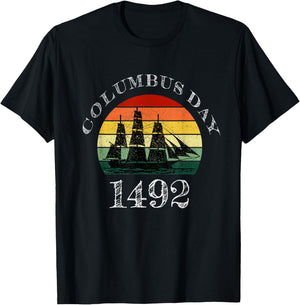 Happy columbus day vintage T-Shirt - T-Shirt | Black