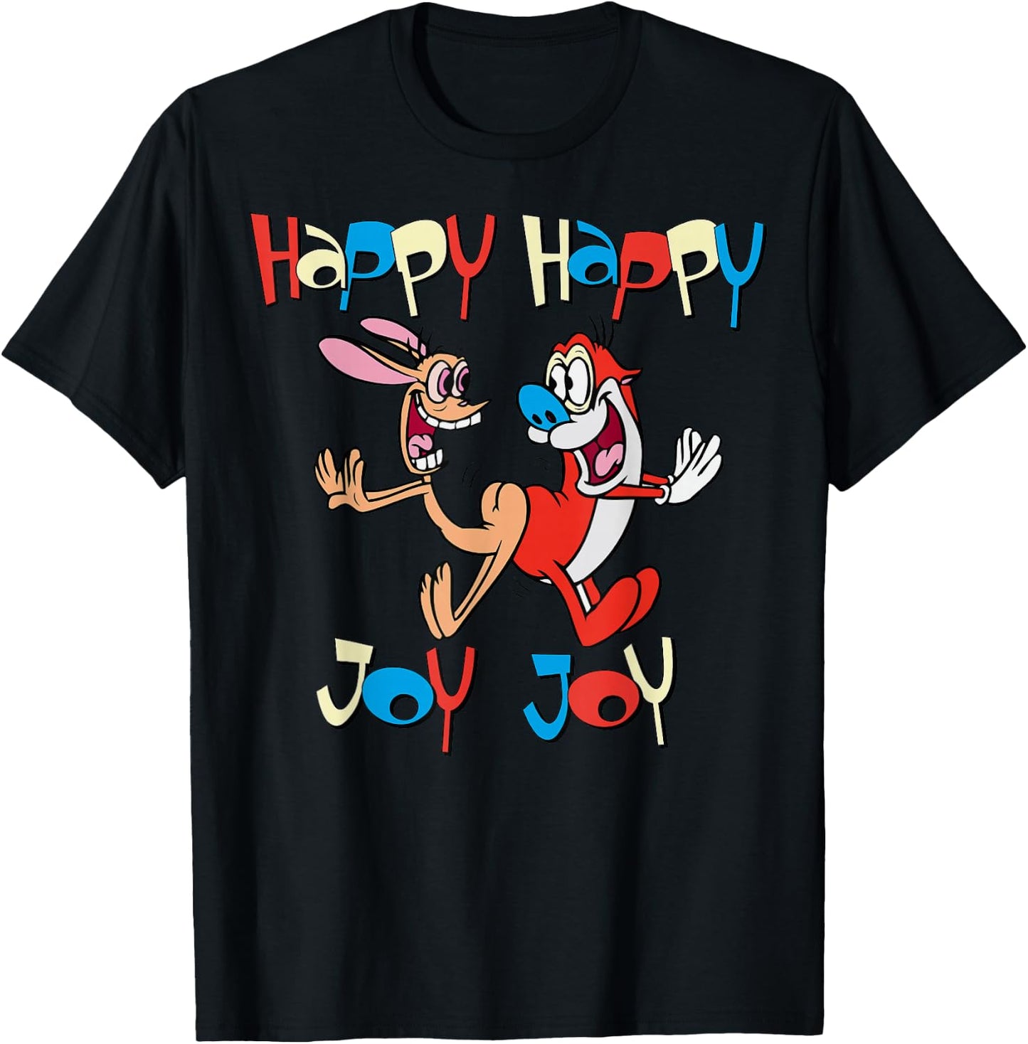 Ren and Stimpy Happy Happy Joy Joy Dance T-Shirt - T-Shirt | Black
