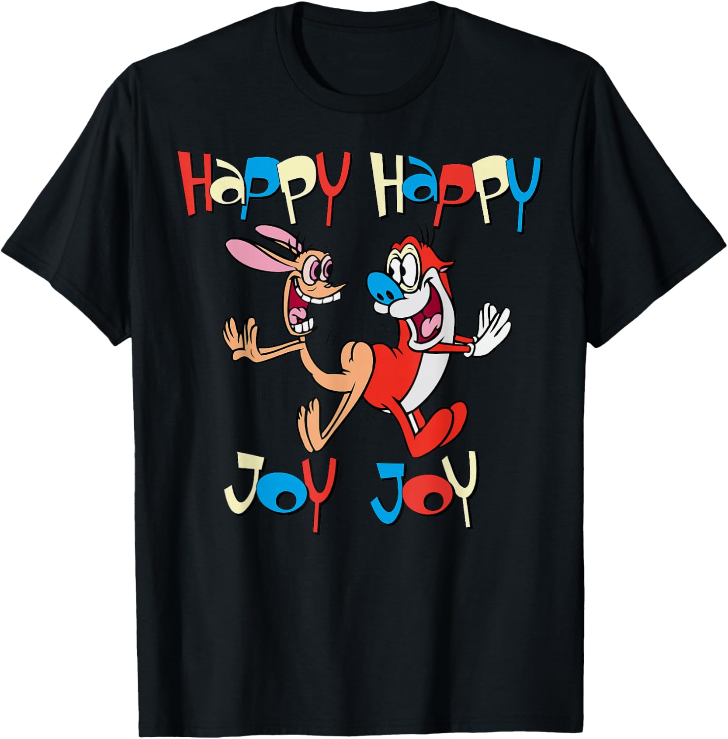 Ren and Stimpy Happy Happy Joy Joy Dance T-Shirt - T-Shirt | Black