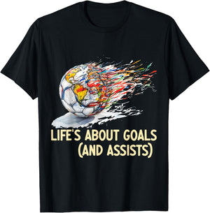 Soccer idea for Boys Life's About Goals (and assists) Soccer T-Shirt - T-Shirt | Black