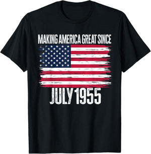 Retro Making America Great Since July 1955 Birth Years Born T-Shirt - T-Shirt | Black
