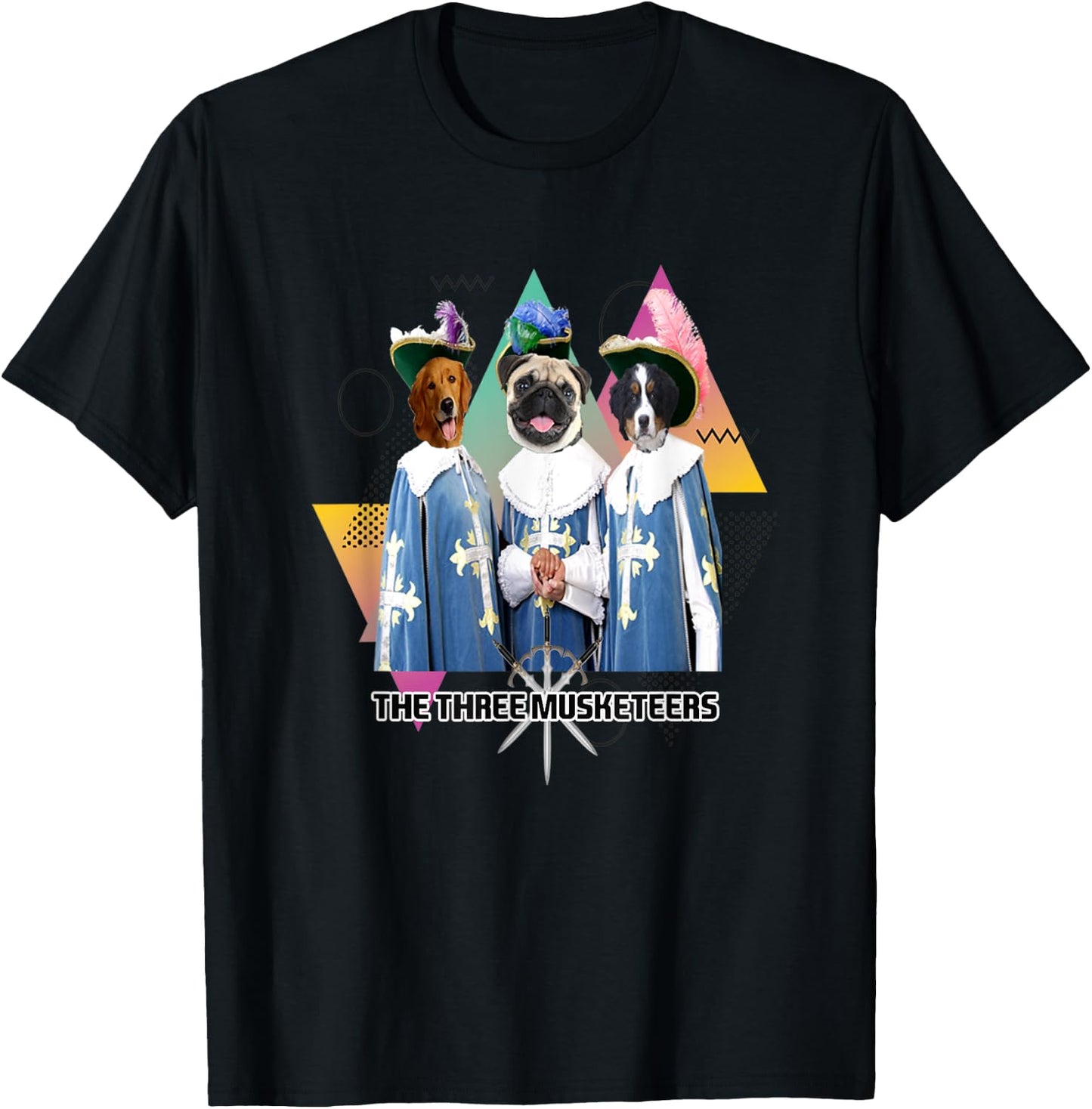 Funny Cute Three Musketeers Dogs T-Shirt - T-Shirt | Black