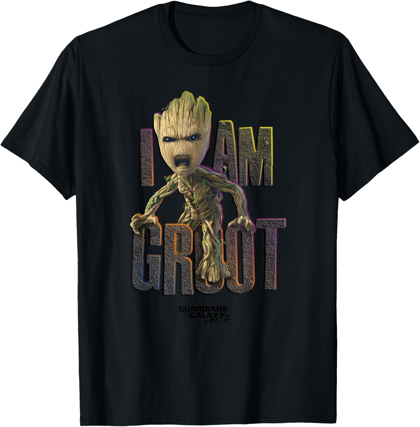 Marvel Guardians Vol.2 I AM Groot Cute Angry C2 Small T-Shirt - T-Shirt | Black