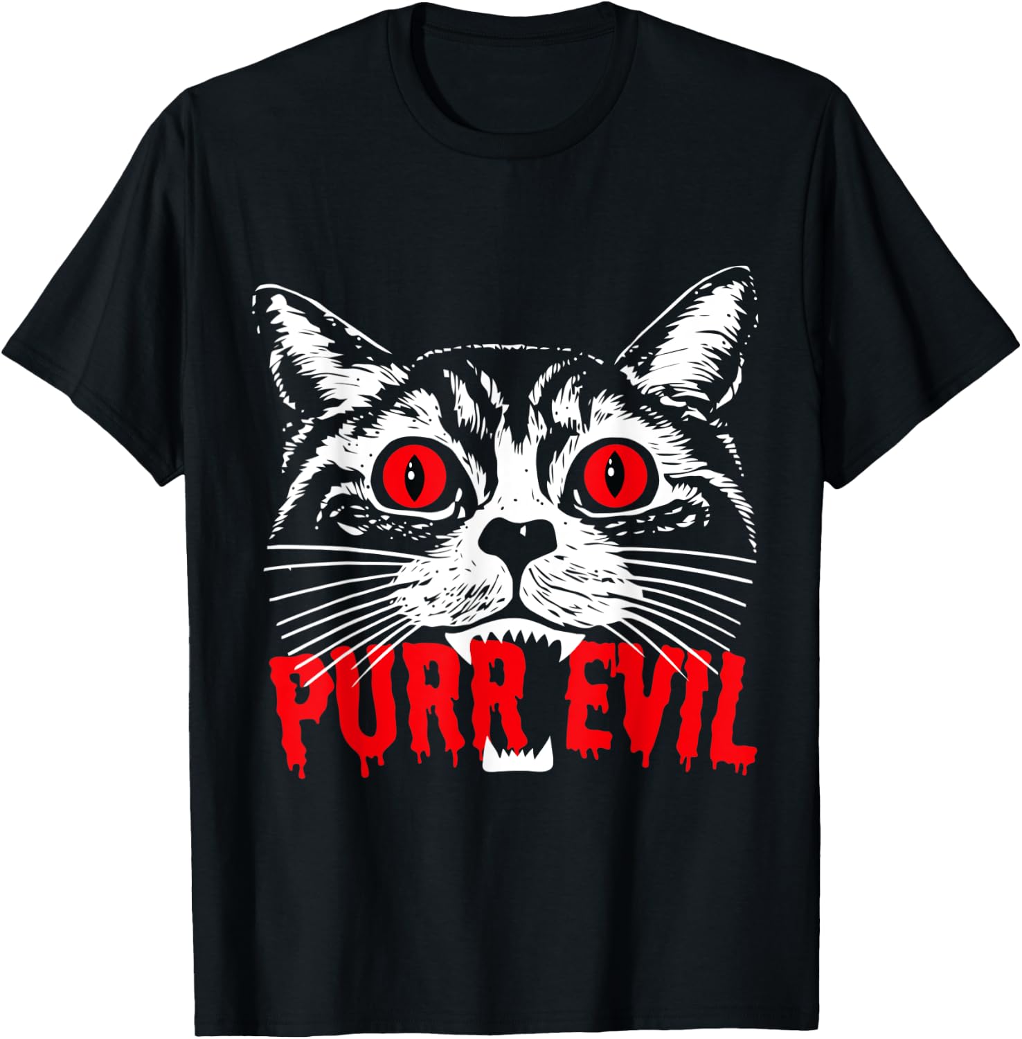 Purr Evil Satanic Cat Spooky design for Halloween Women Kids T-Shirt - T-Shirt | Black