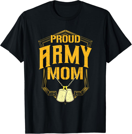 Proud Army Mom Shirt Military Pride T Shirt T-Shirt - T-Shirt | Black