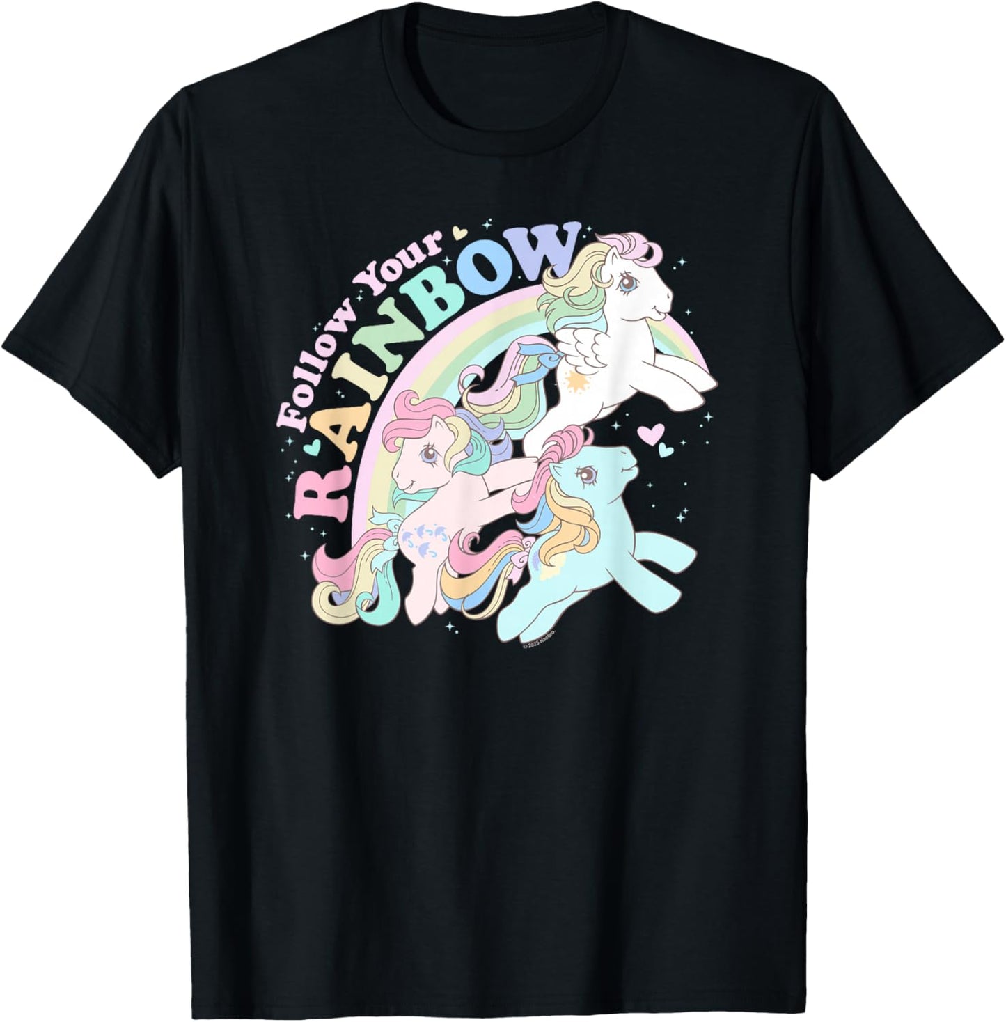 My Little Pony Pride Follow Your Rainbow Retro Group Shot T-Shirt - T-Shirt | Black