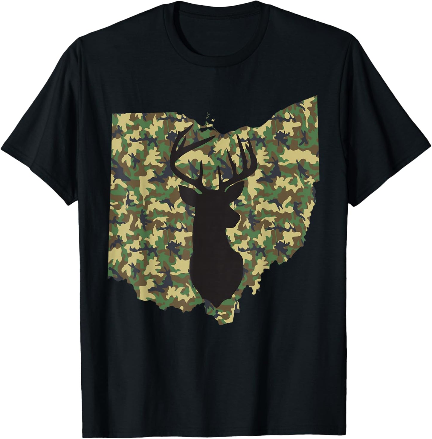Deer Hunter Camouflage Hunting Safety Orange State Ohio T-Shirt - T-Shirt | Black