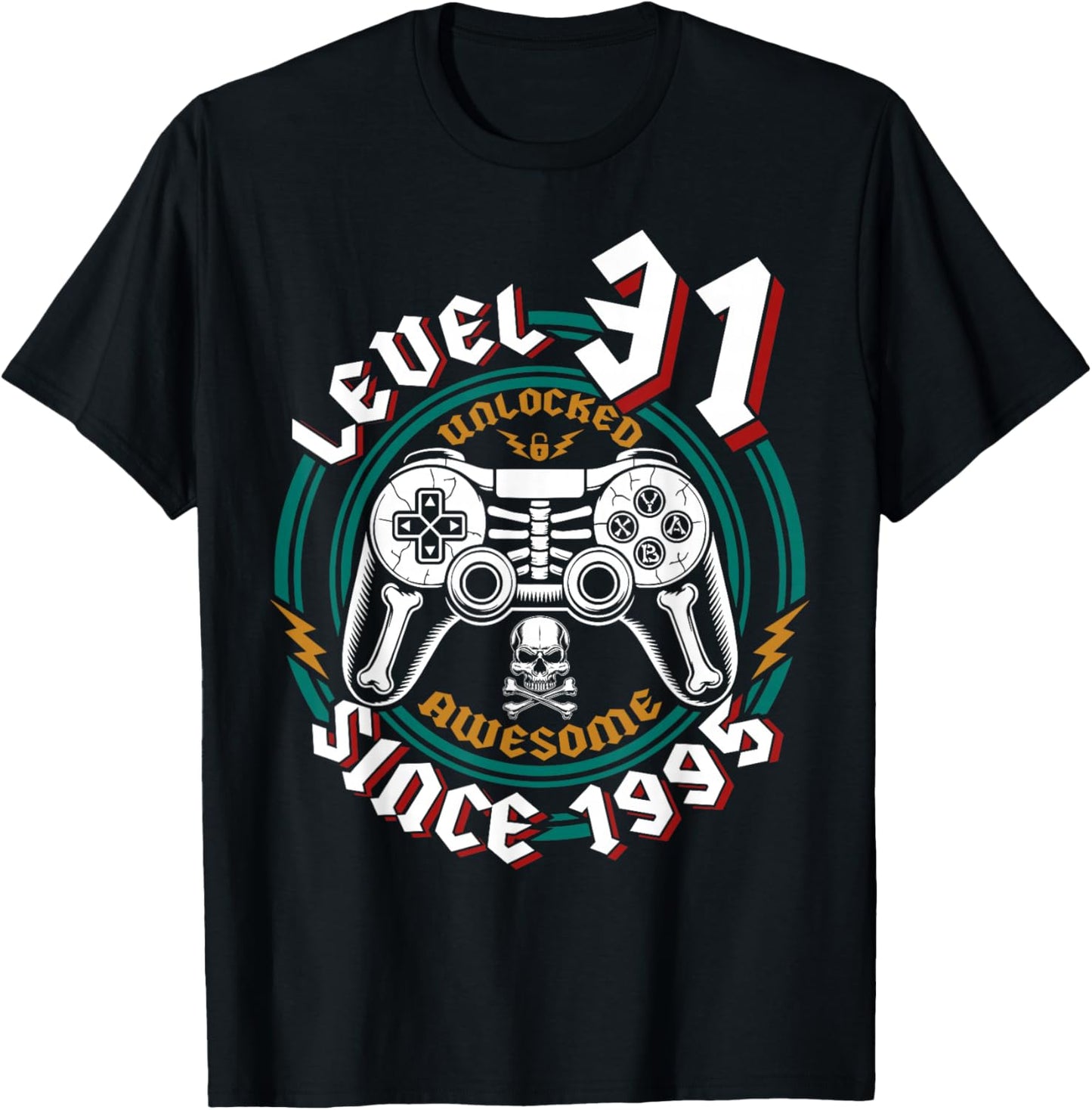 Level 31 Unlocked Awesome Since 1995 31st Birthday Gamer T-Shirt - T-Shirt | Black