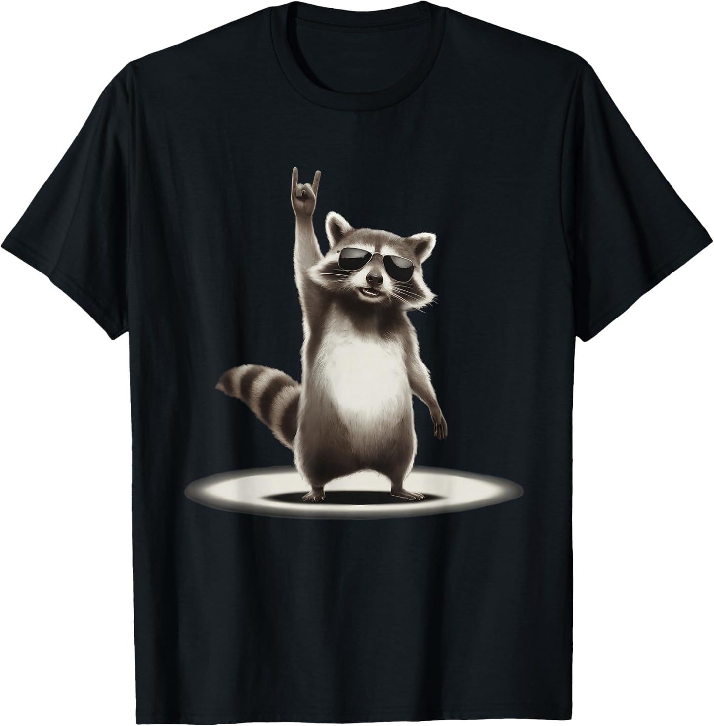 Raccoon Rock Music Men Kids Women Funny Raccoon T-Shirt - T-Shirt | Black