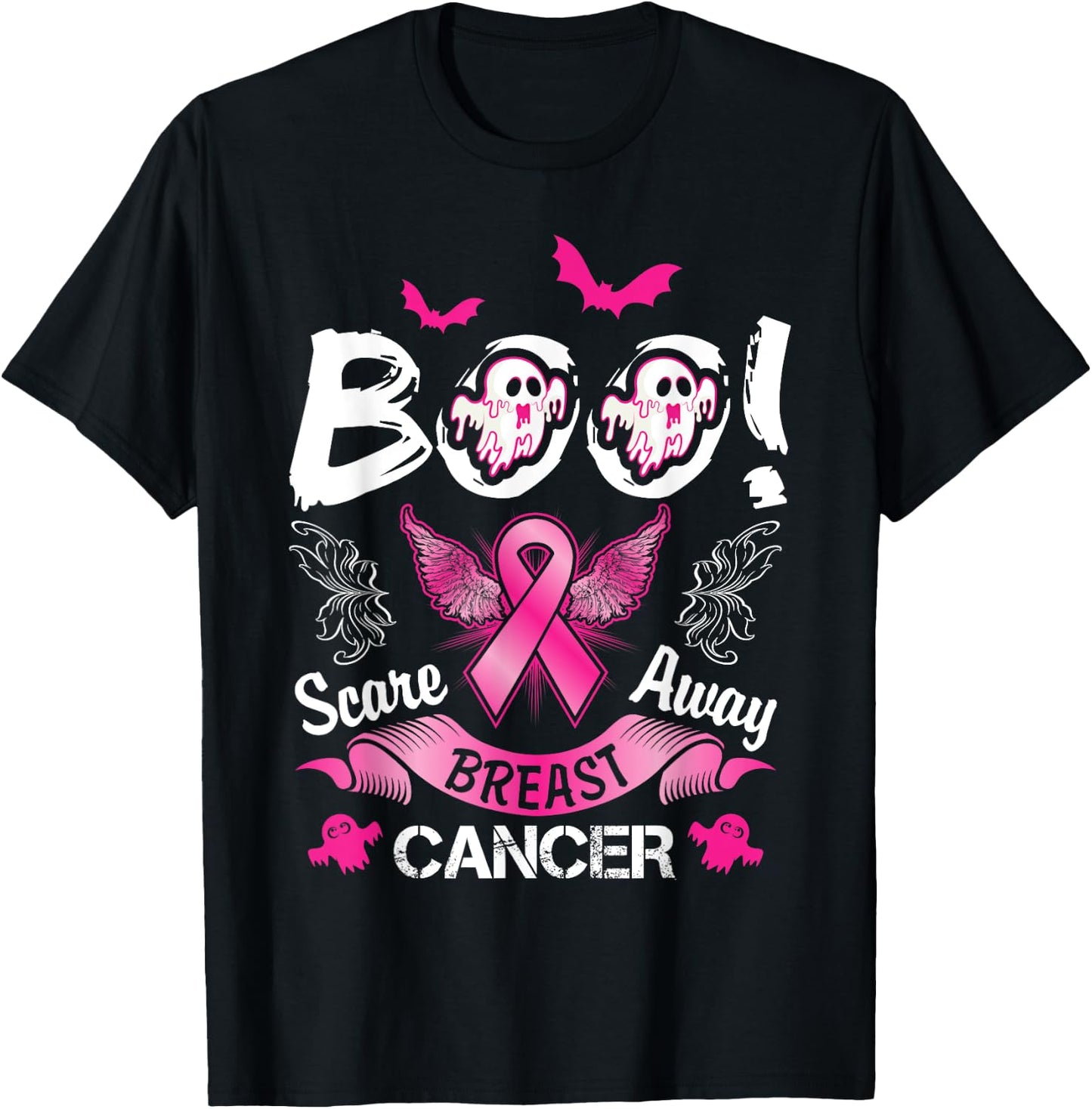 Scare away Breast Cancer, Funny Halloween T-Shirt - T-Shirt | Black