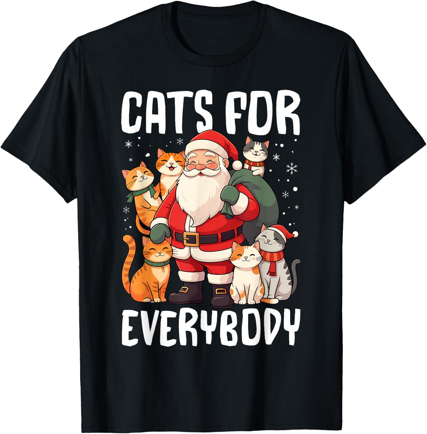 Cats For Everybody Christmas Santa with Cats T-Shirt - T-Shirt | Black