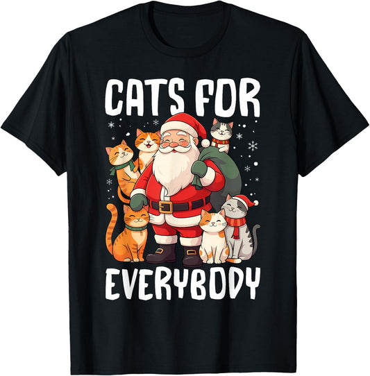 Cats For Everybody Christmas Santa with Cats T-Shirt - T-Shirt | Black
