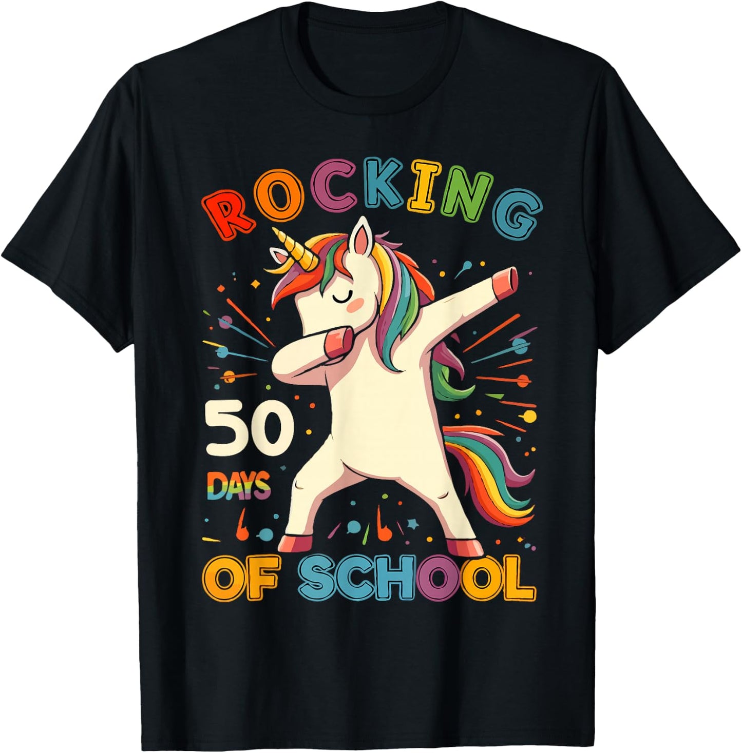 Rockin 50 Days of School 50th Day of School 50 Days Smarter T-Shirt - T-Shirt | Black