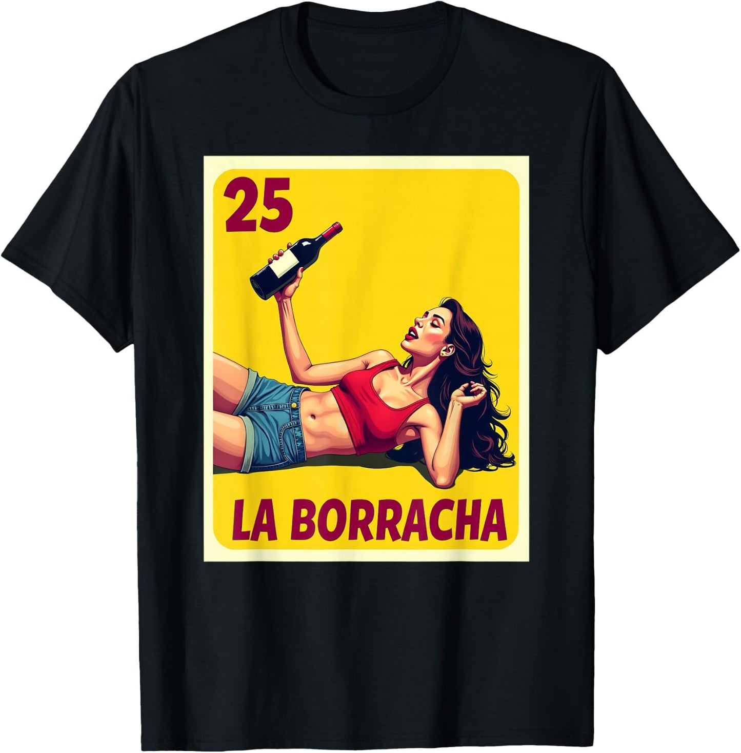 La Borracha Card Mexican Lottery Card T-Shirt - T-Shirt | Black
