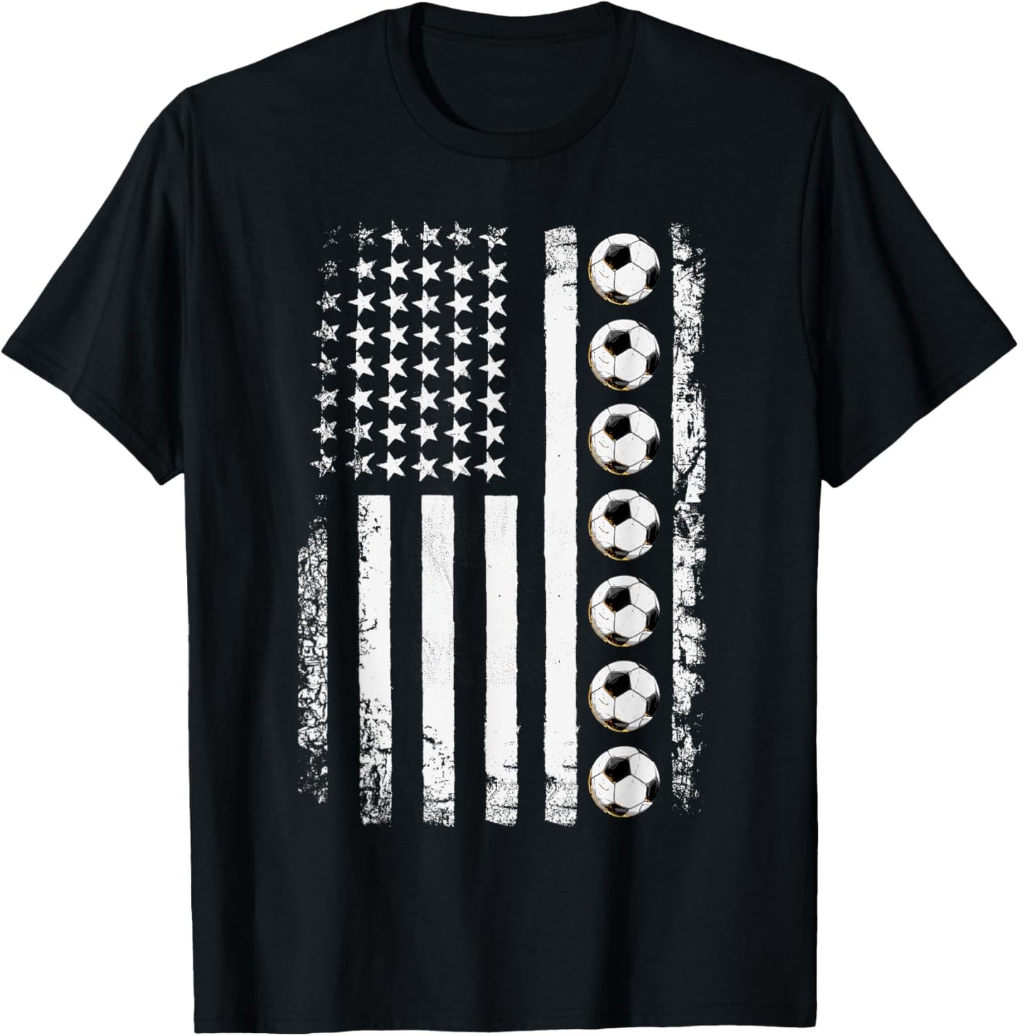 American Flag Soccer Apparel - Vintage Soccer T-Shirt - T-Shirt | Black