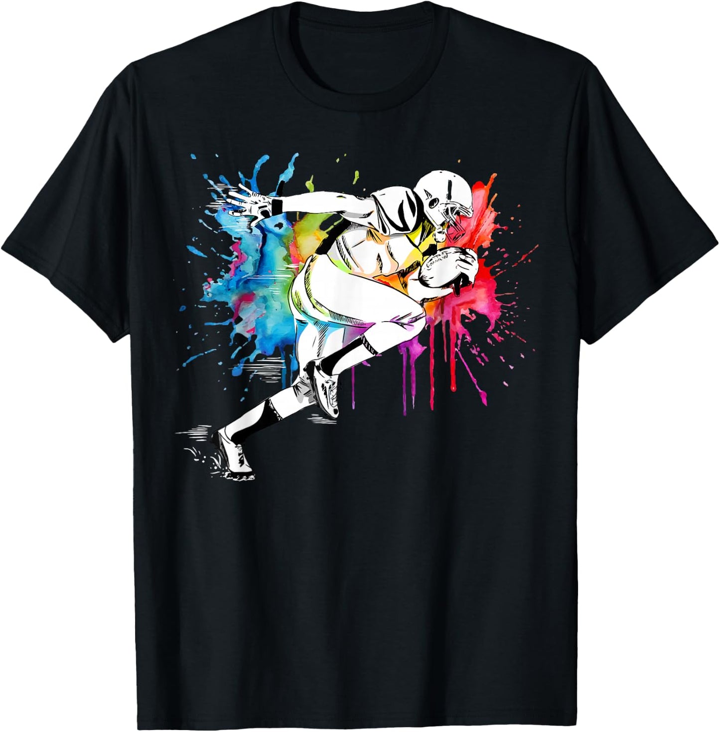 American Football Player Paint T-Shirt - T-Shirt | Black