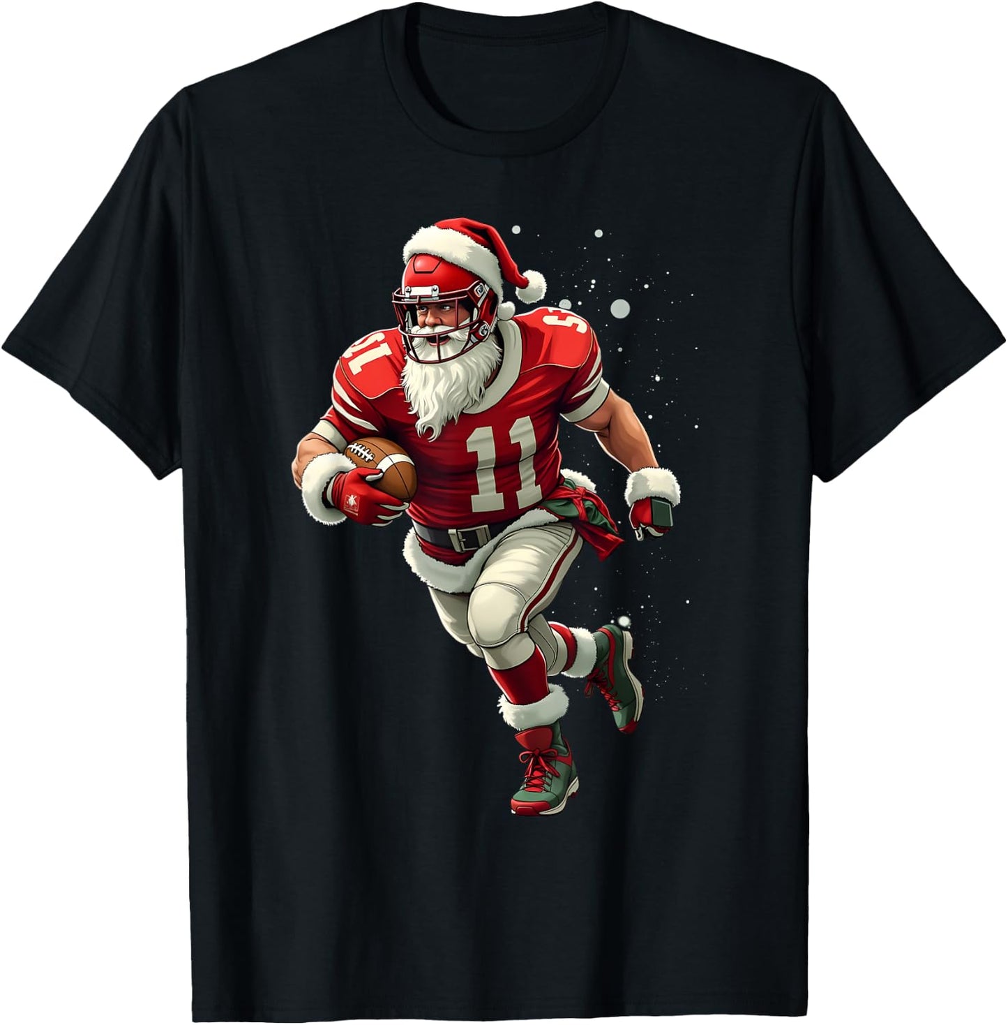 Santa Sports Christmas Football Player Boys T-Shirt - T-Shirt | Black