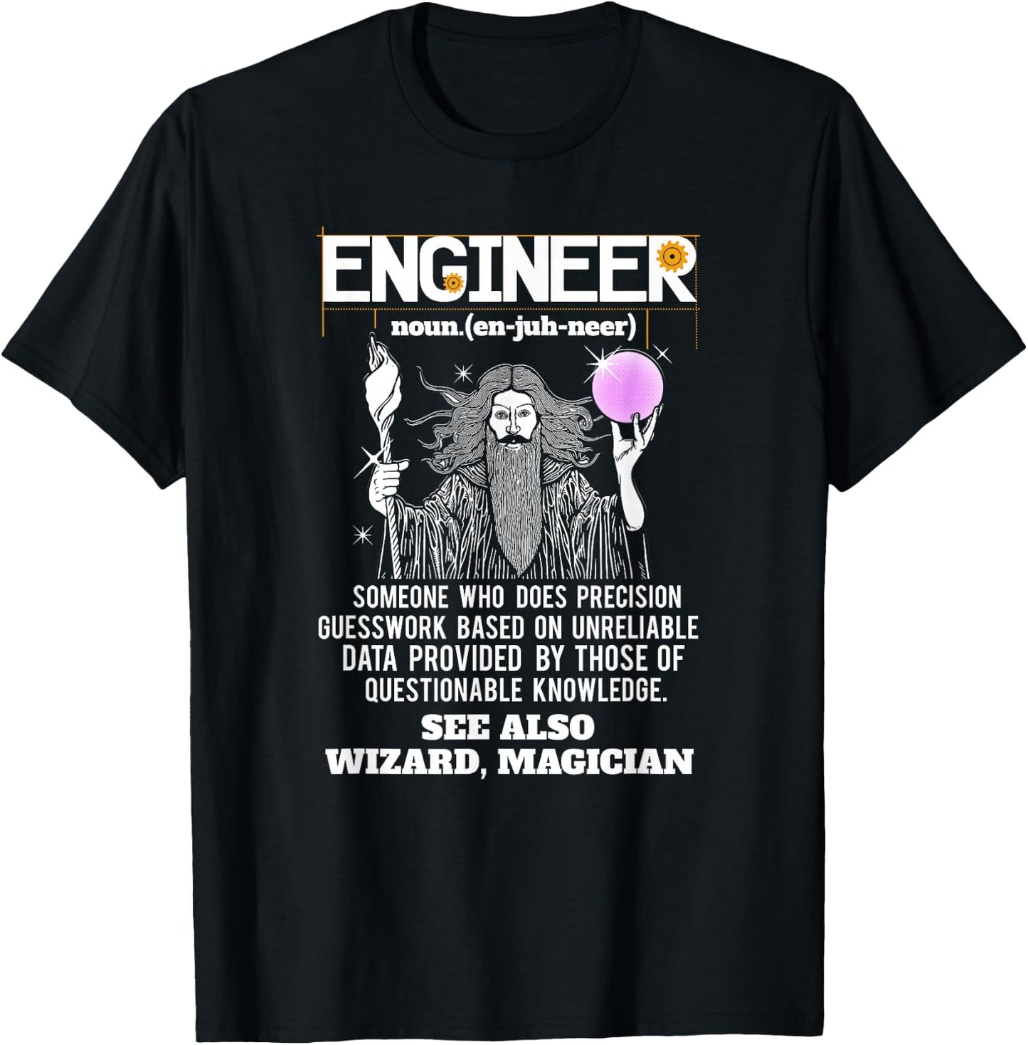Engineer Funny Mechanical Civil Engineering Wizard T Shirt T-Shirt - T-Shirt | Black
