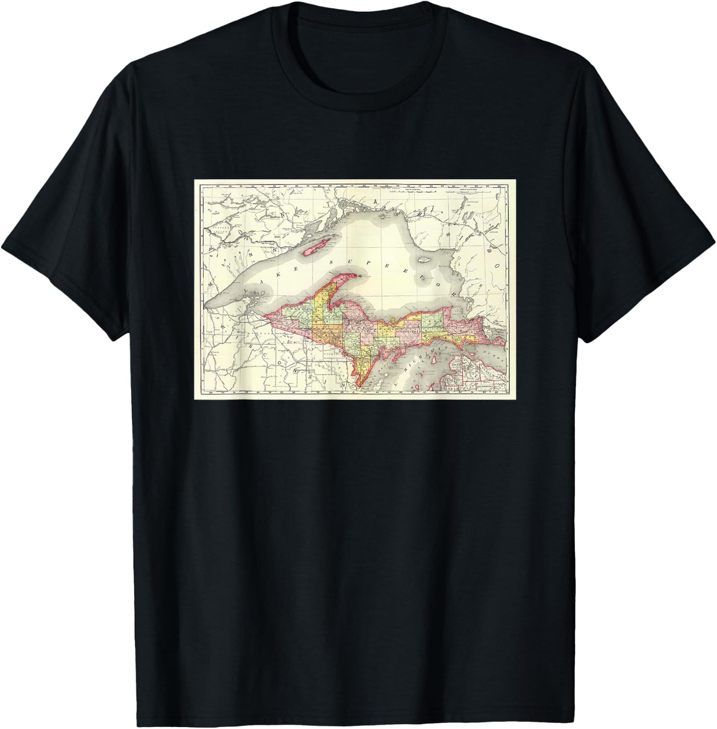 Michigan Upper Peninsula Map T-Shirt - T-Shirt | Black