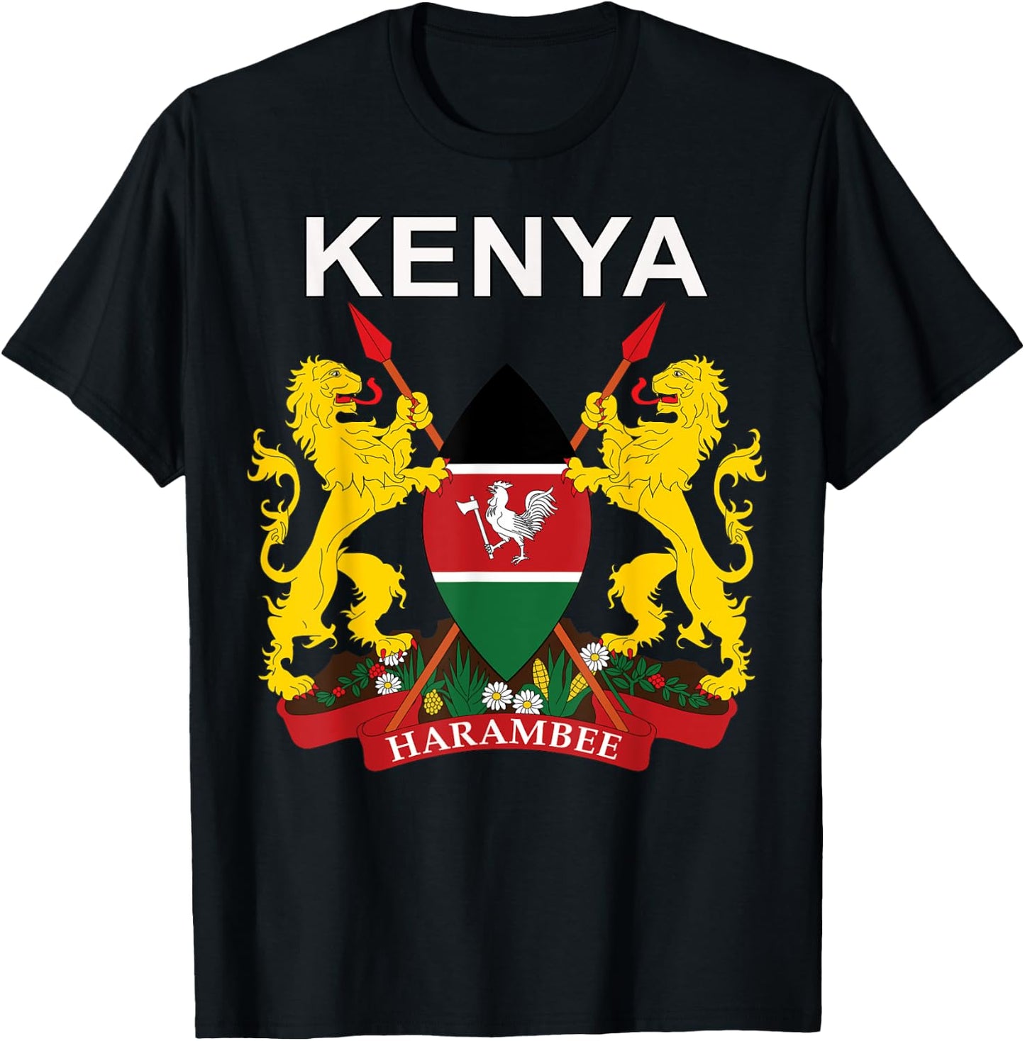 Kenya Emblem Cultural Background T-Shirt - T-Shirt | Black