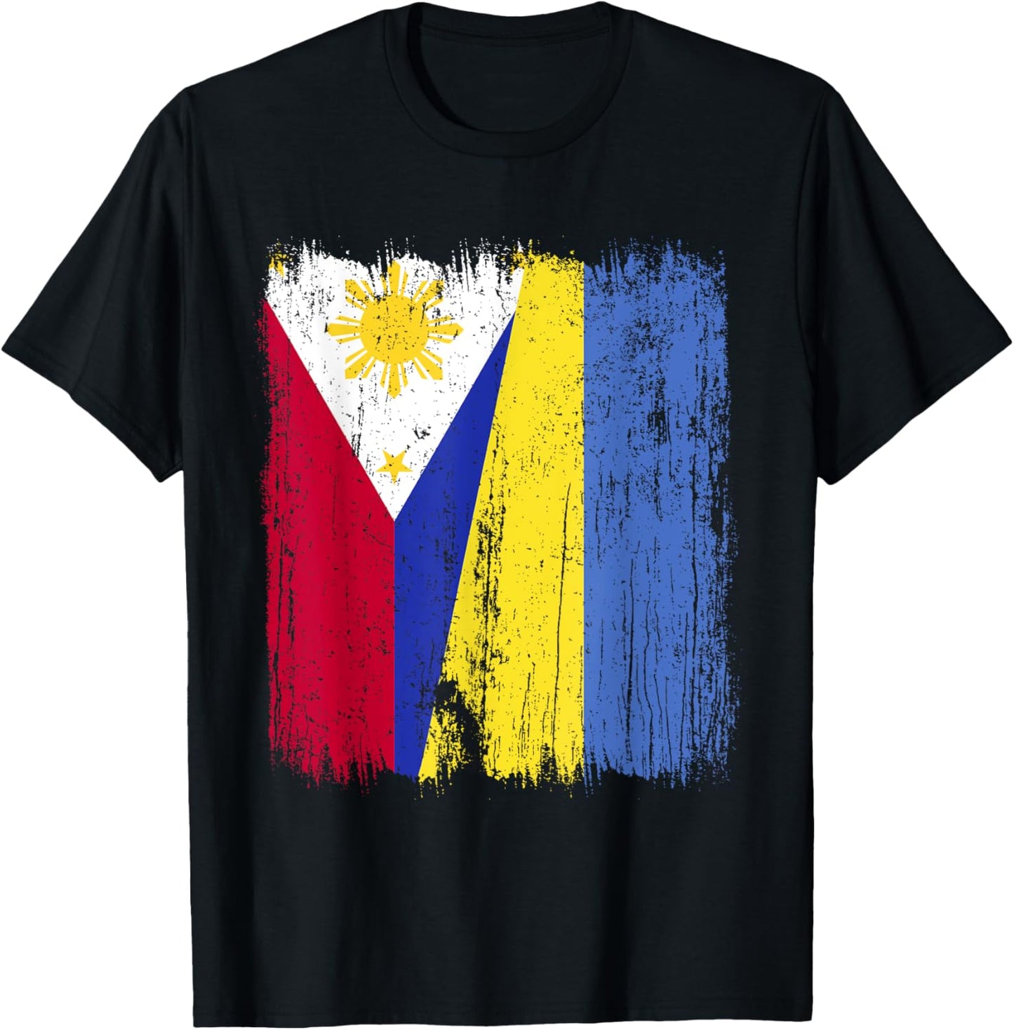 Philippines Ukraine Half Flag Filipino Ukrainian Heritage T-Shirt - T-Shirt | Black