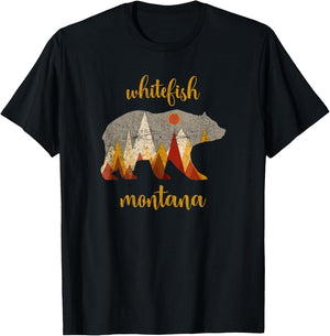 Retro Whitefish Montana Shirt Whitefish Family Vacation T-Shirt - T-Shirt | Black