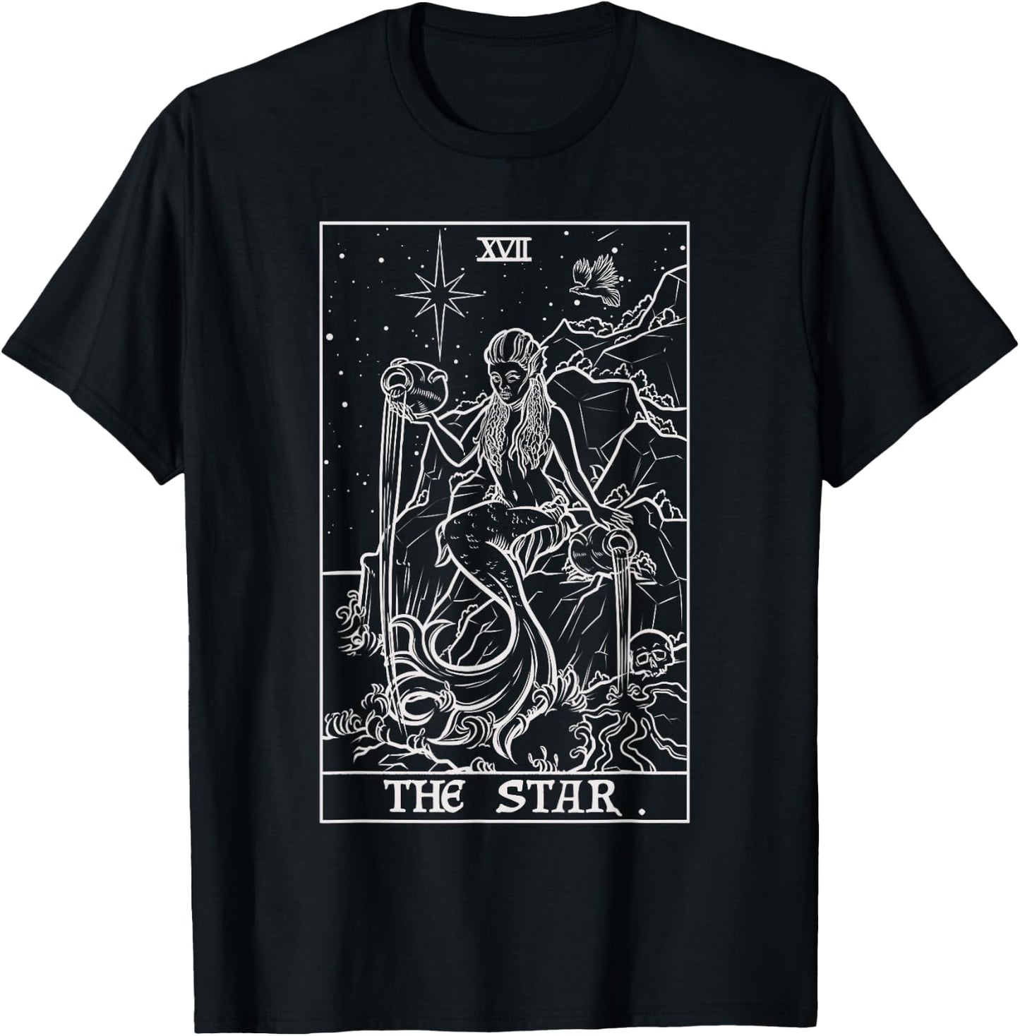The Star Tarot Card Halloween Mermaid Gothic Witch Horror T-Shirt - T-Shirt | Black