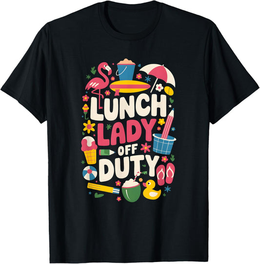 Lunch Lady Summer Vacation Vintage Retro Funny School Humor T-Shirt - T-Shirt | Black