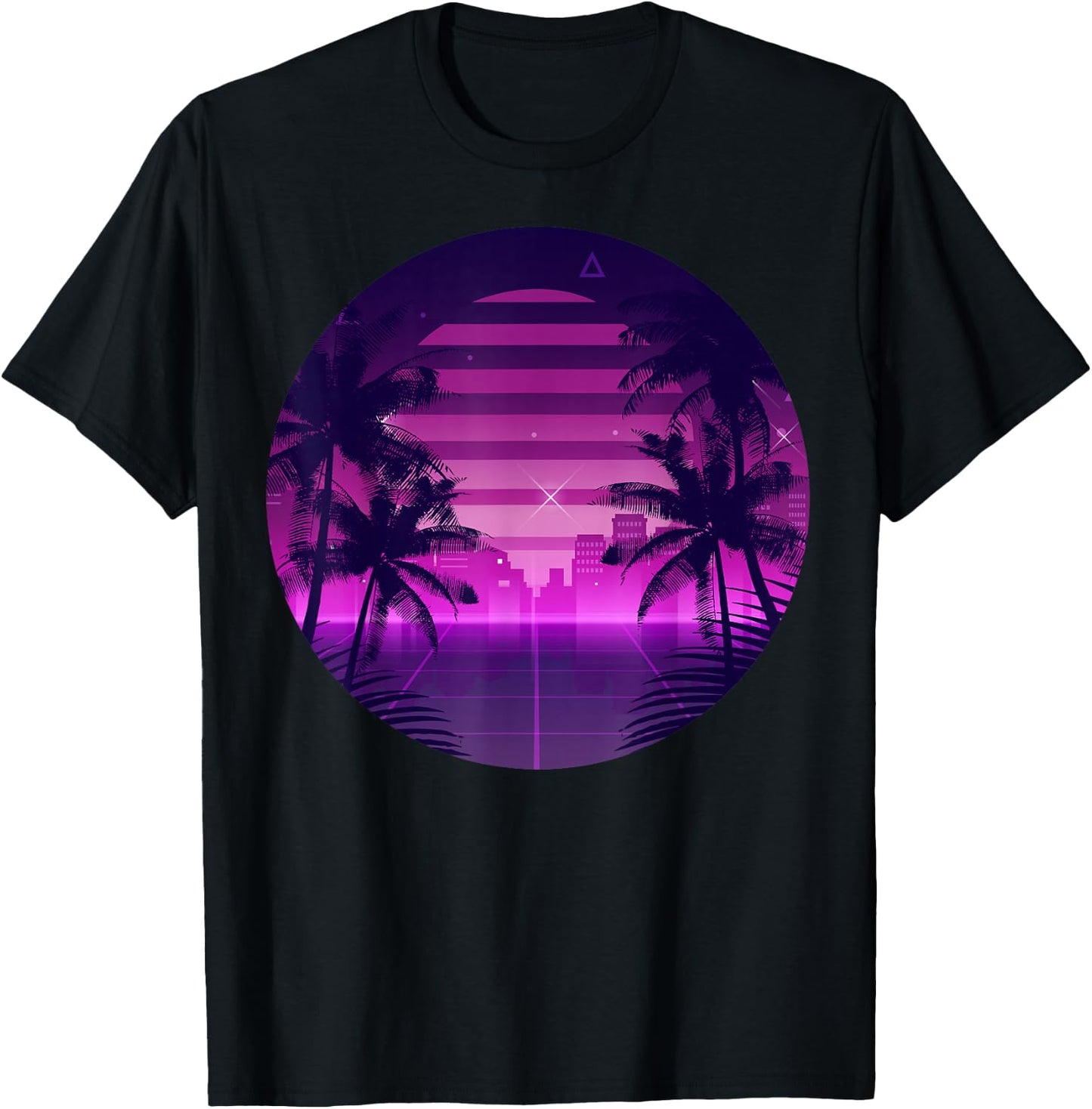 Retro Synthwave Vaporwave 80s Style Design - Palm Trees T-Shirt - T-Shirt | Black