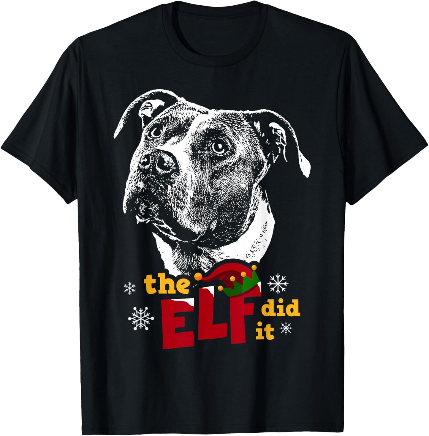 Elf did it Pitbull Christmas T-Shirt - T-Shirt | Black