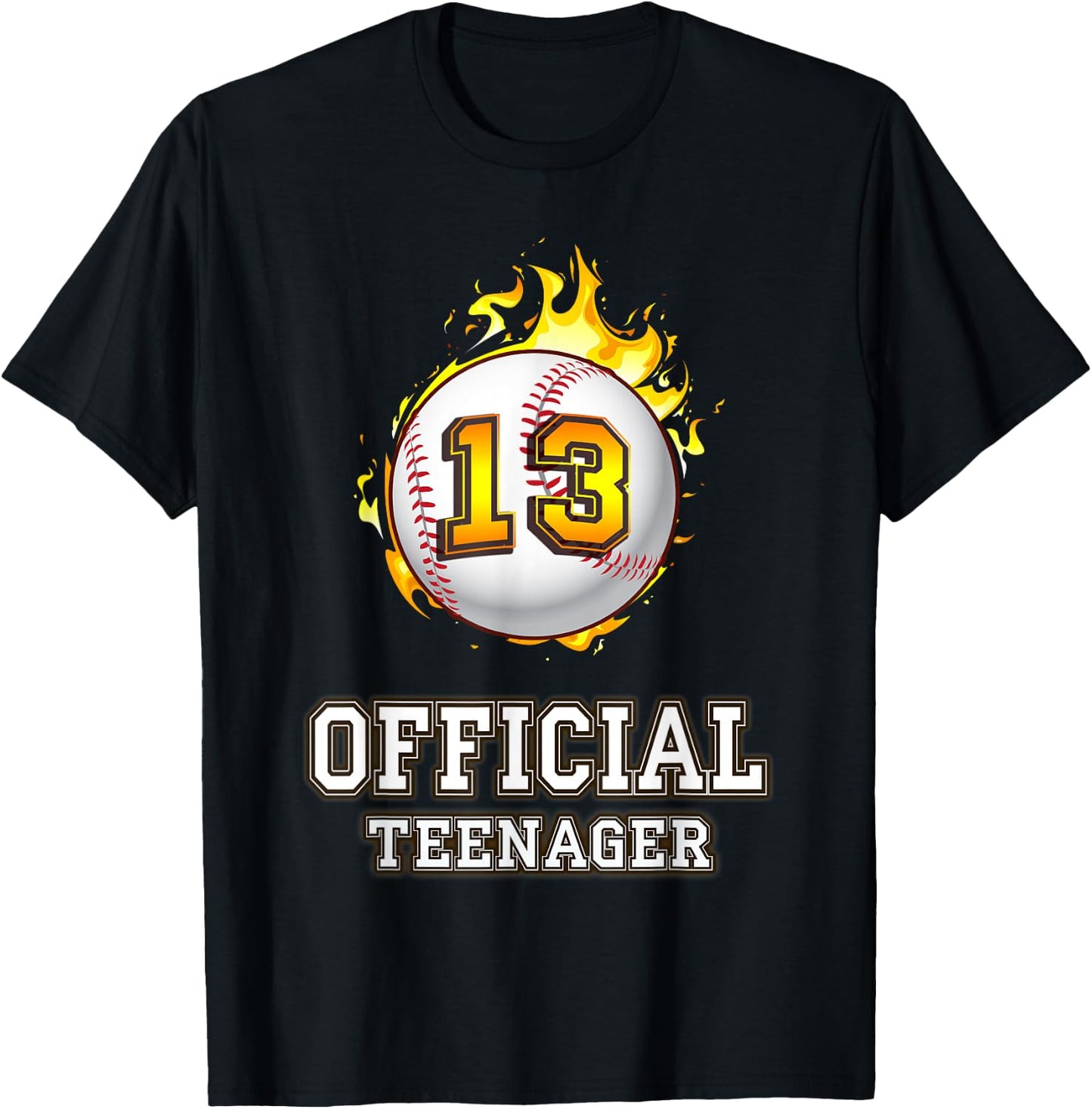 Official Teenager Baseball 13th Birthday Gift T-Shirt - T-Shirt | Black