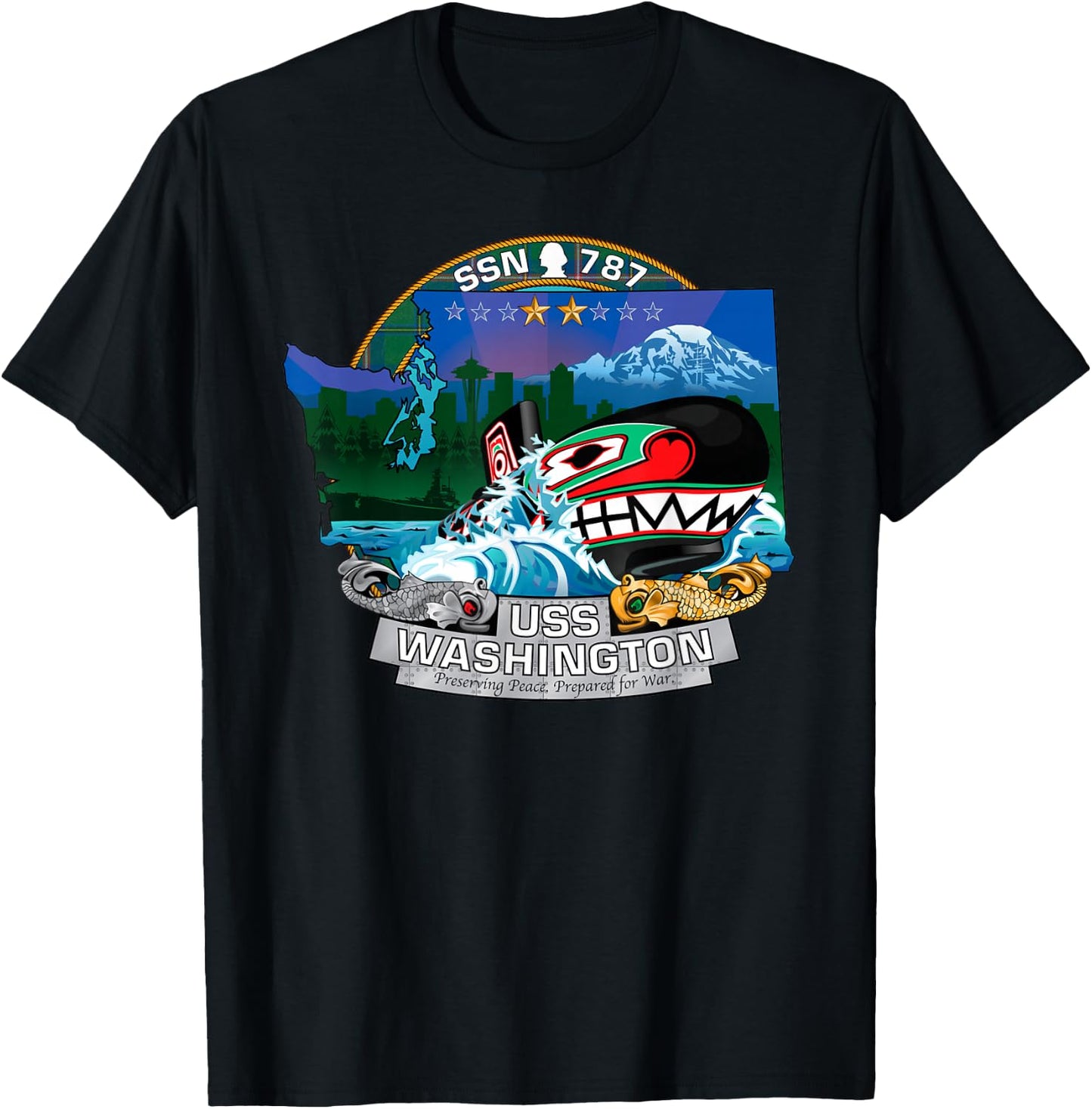 Submarine Veteran SSN-787 USS Washington U-boat Gift T-Shirt - T-Shirt | Black