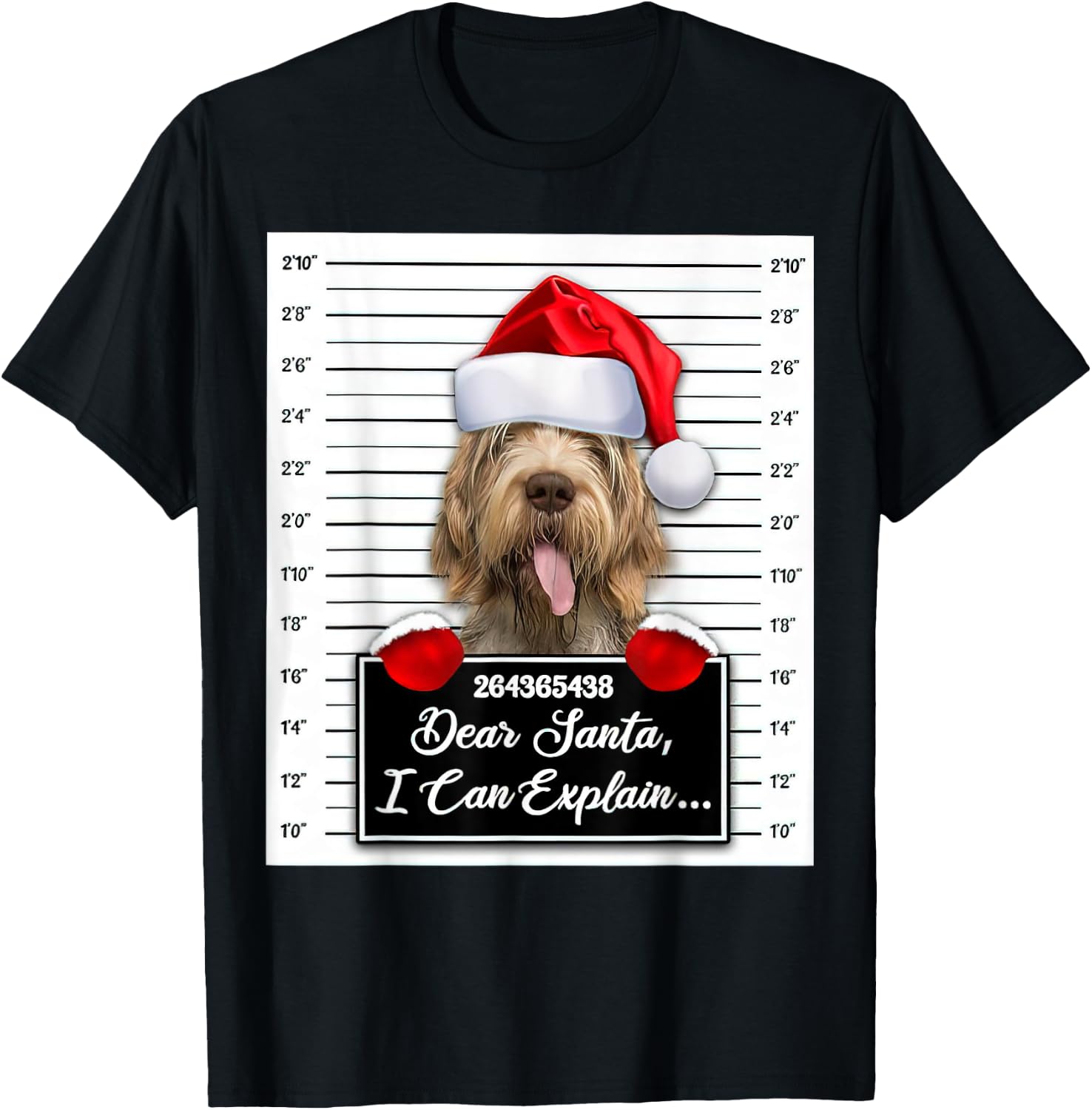 Dear Santa I Can Explain Funny Christmas Spinone Italiano T-Shirt - T-Shirt | Black