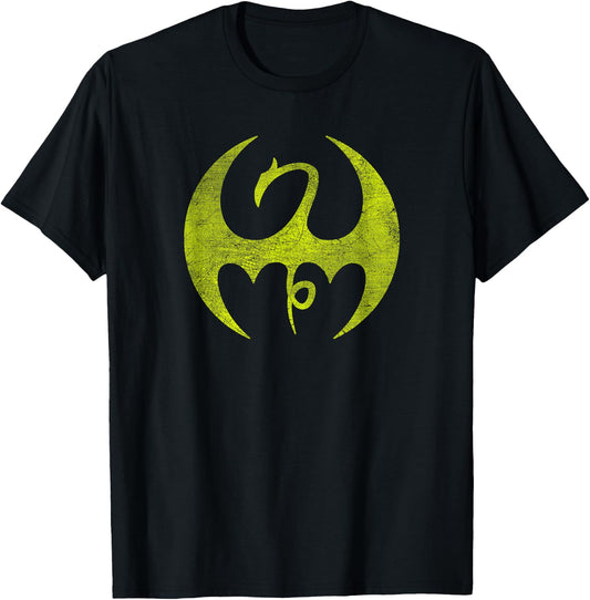 Marvel Iron Fist Distressed Dragon Logo Graphic T-Shirt - T-Shirt | Black