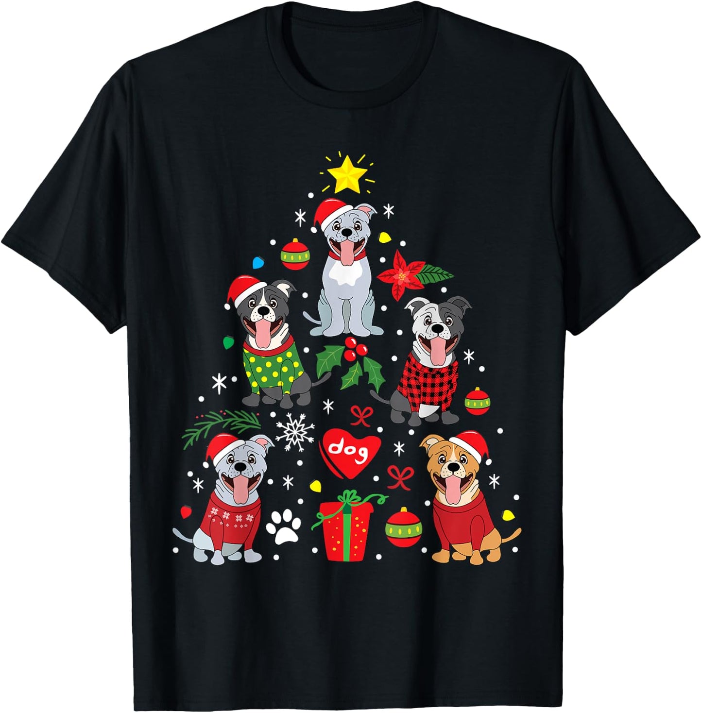 Pit Bull American Staffordshire Christmas Gift Women Kids T-Shirt - T-Shirt | Black