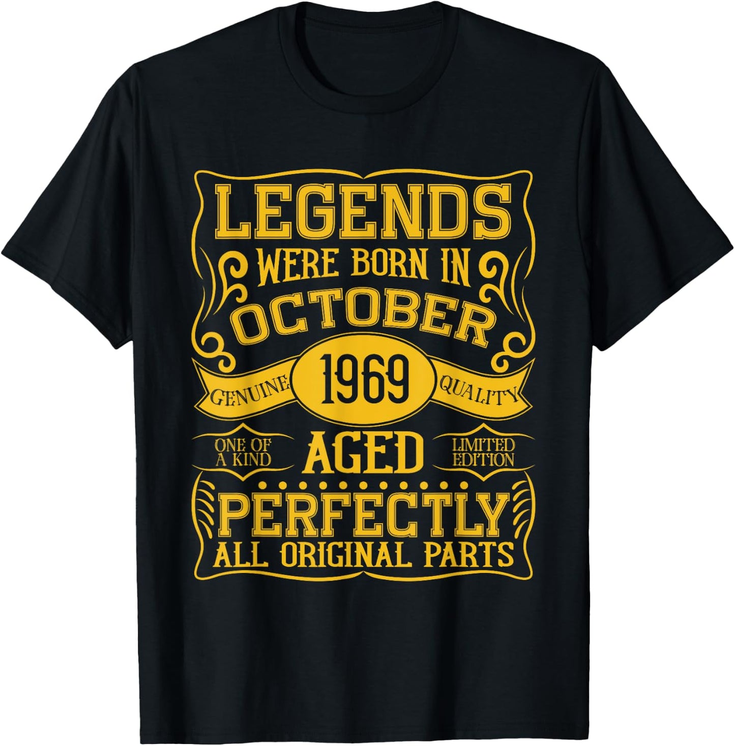 55th Birthday Legends Were Born In October 1969 T-Shirt - T-Shirt | Black