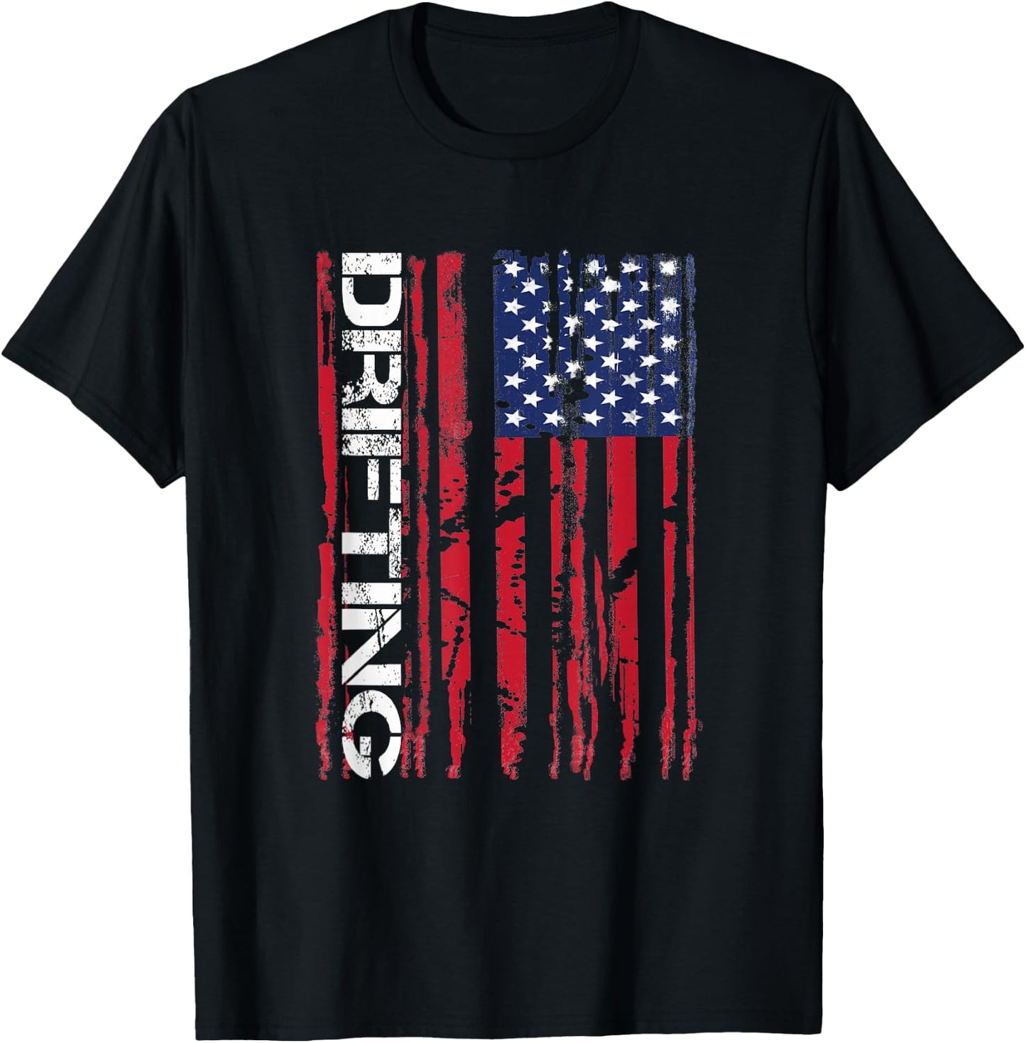 Vintage American Flag Car Racing Drifting T-Shirt - T-Shirt | Black