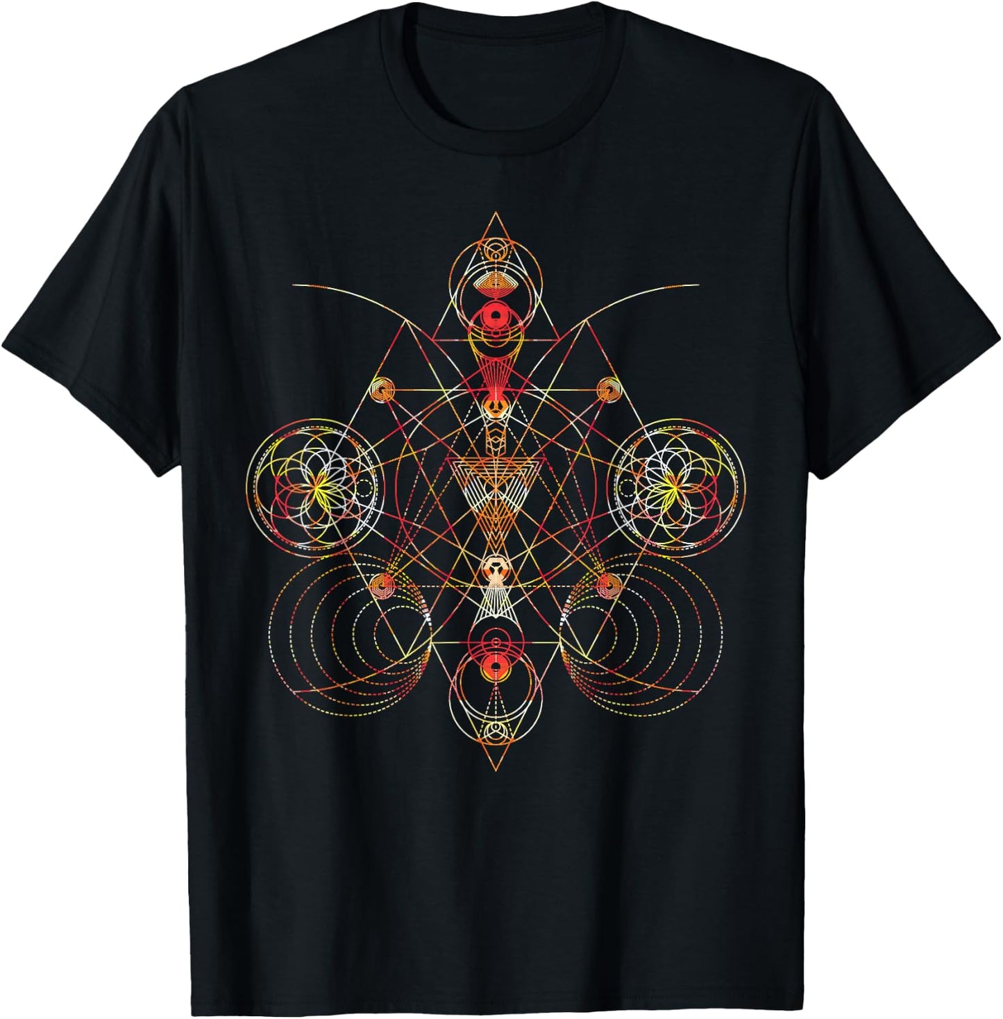 Geometric Shapes Circle Angles Pattern - Sacred Geometry T-Shirt - T-Shirt | Black