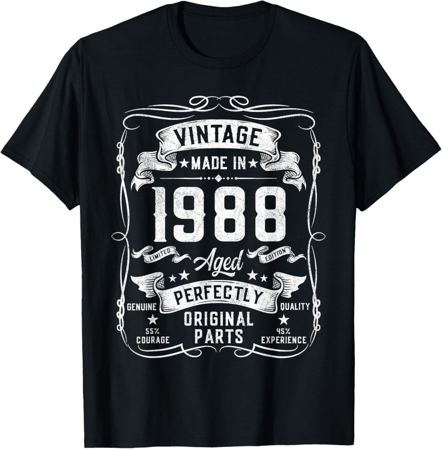 37th Birthday Gifts 37yr 37 Years Old Vintage 1988 T-Shirt - T-Shirt | Black