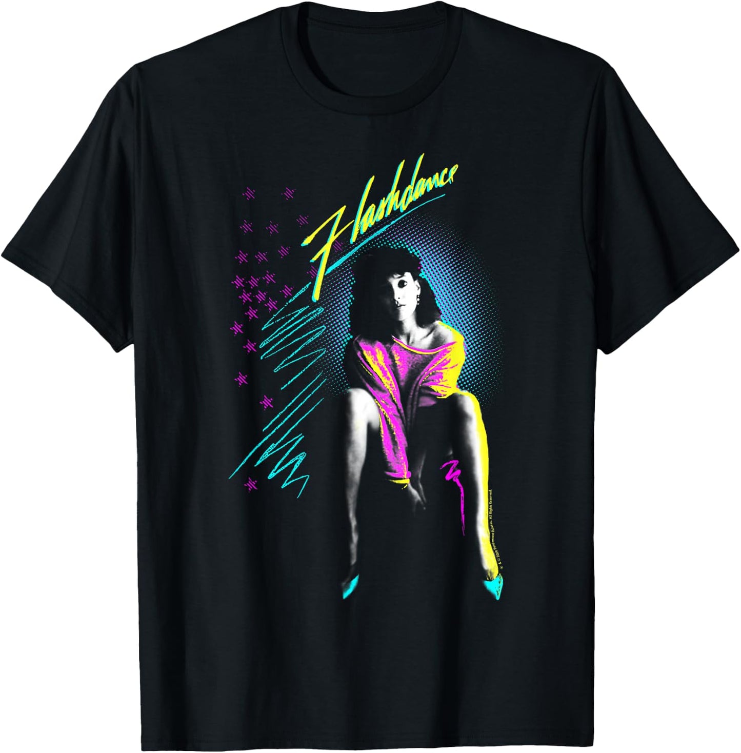 Flashdance Alex Owens Neon Title Logo T-Shirt - T-Shirt | Black