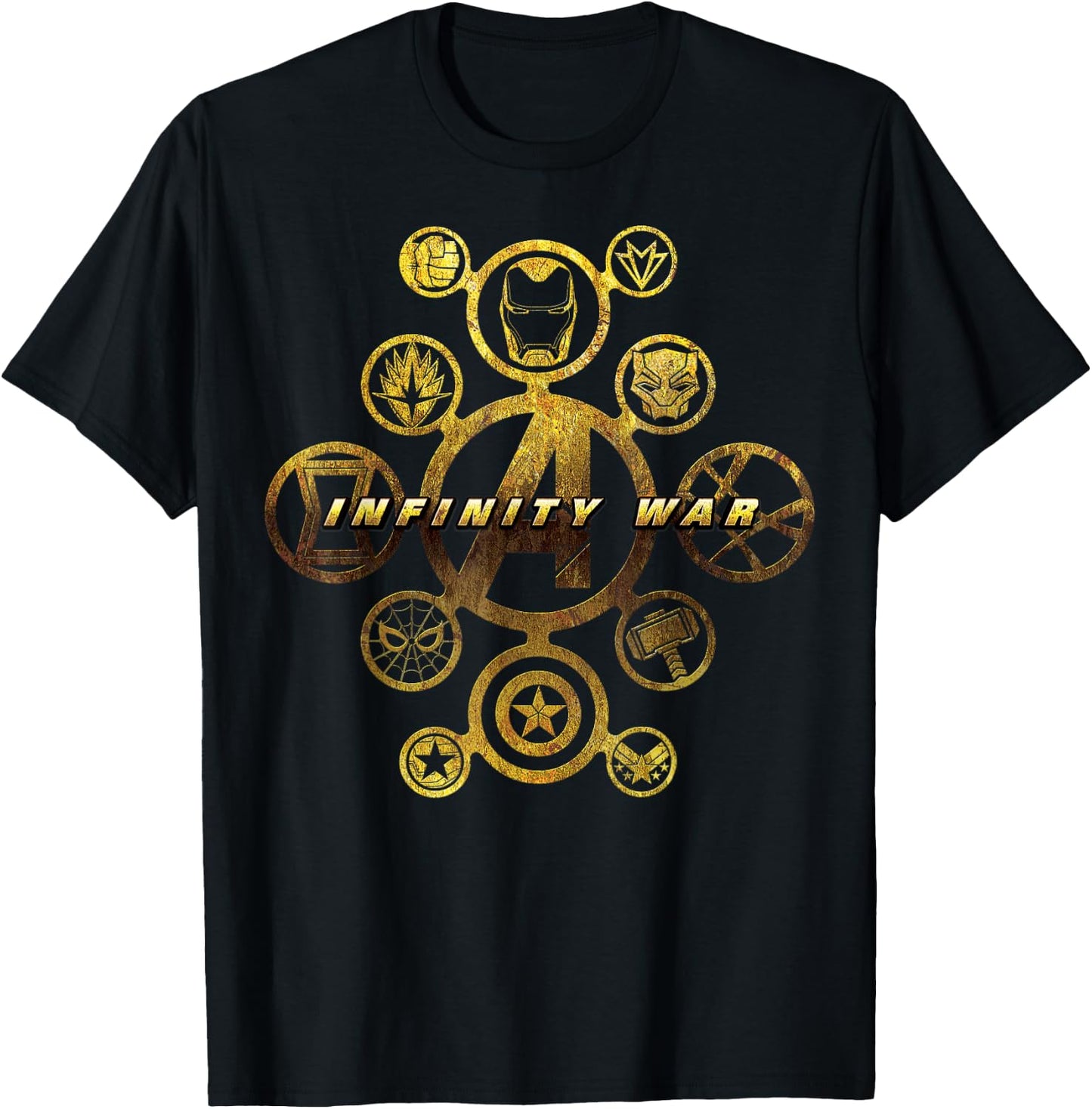 Marvel Avengers Infinity War Gold Hero Icons Graphic T-Shirt - T-Shirt | Black
