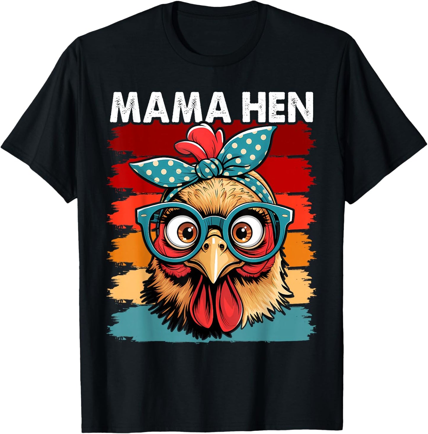 Vintage Mama Hen Chicken for Mom Farm T-Shirt - T-Shirt | Black