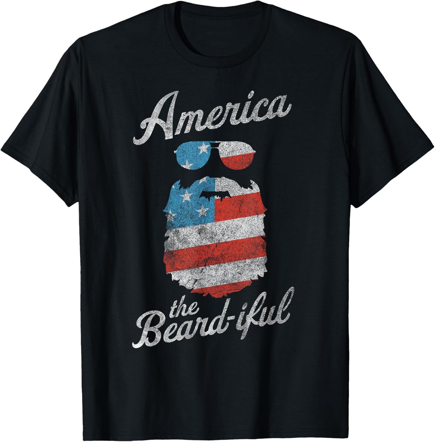 Patriotic American Flag Beard Shirt America The Beard-iful T-Shirt - T-Shirt | Black
