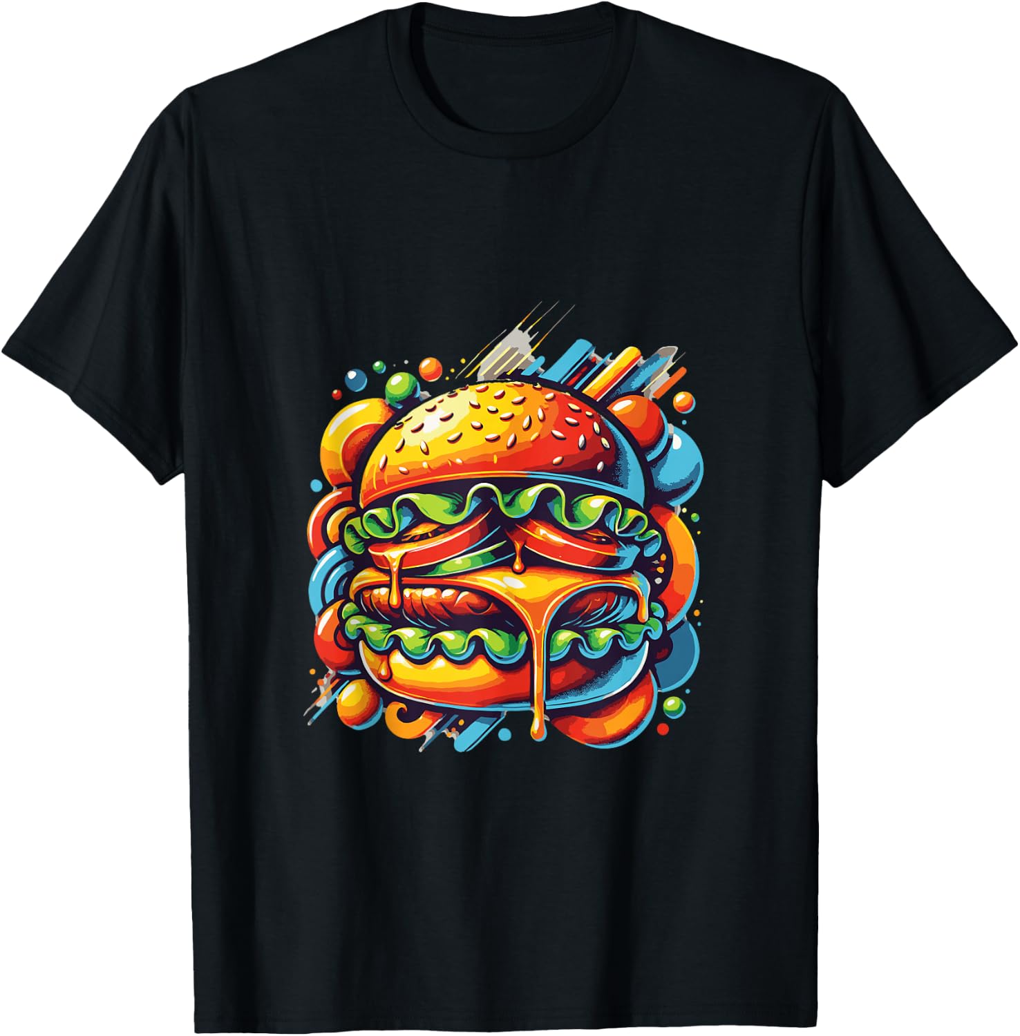 Cheeseburger Hamburger Burger Funny Food Graphic sarcastic T-Shirt - T-Shirt | Black